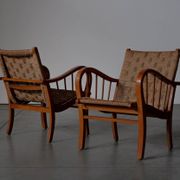 Pair of oak and rope arm chairs - Germany 1950s