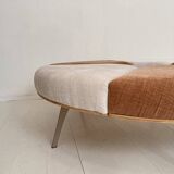 Postmodern Rondell Round Sofa in Velvet Fabric, 1980s