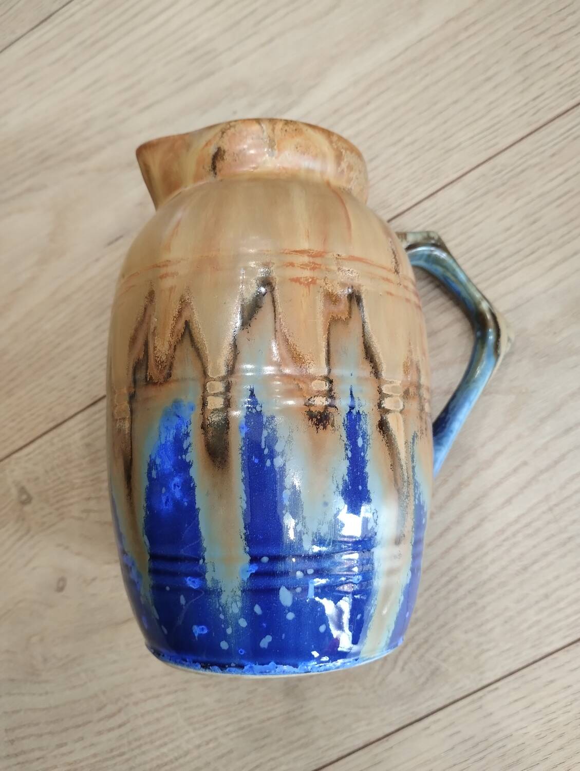 Pichet Metenier fin 19e céramique bleue