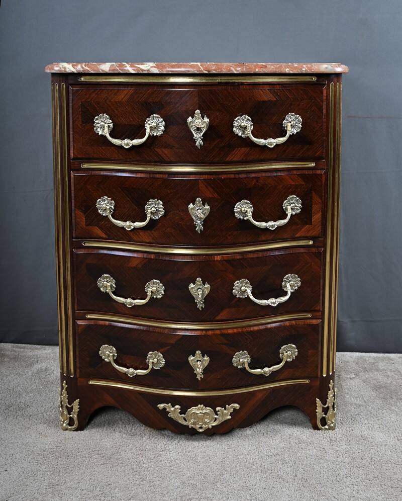 Commode en Marqueterie de Palissandre, style Régence, époque Napoléon III –