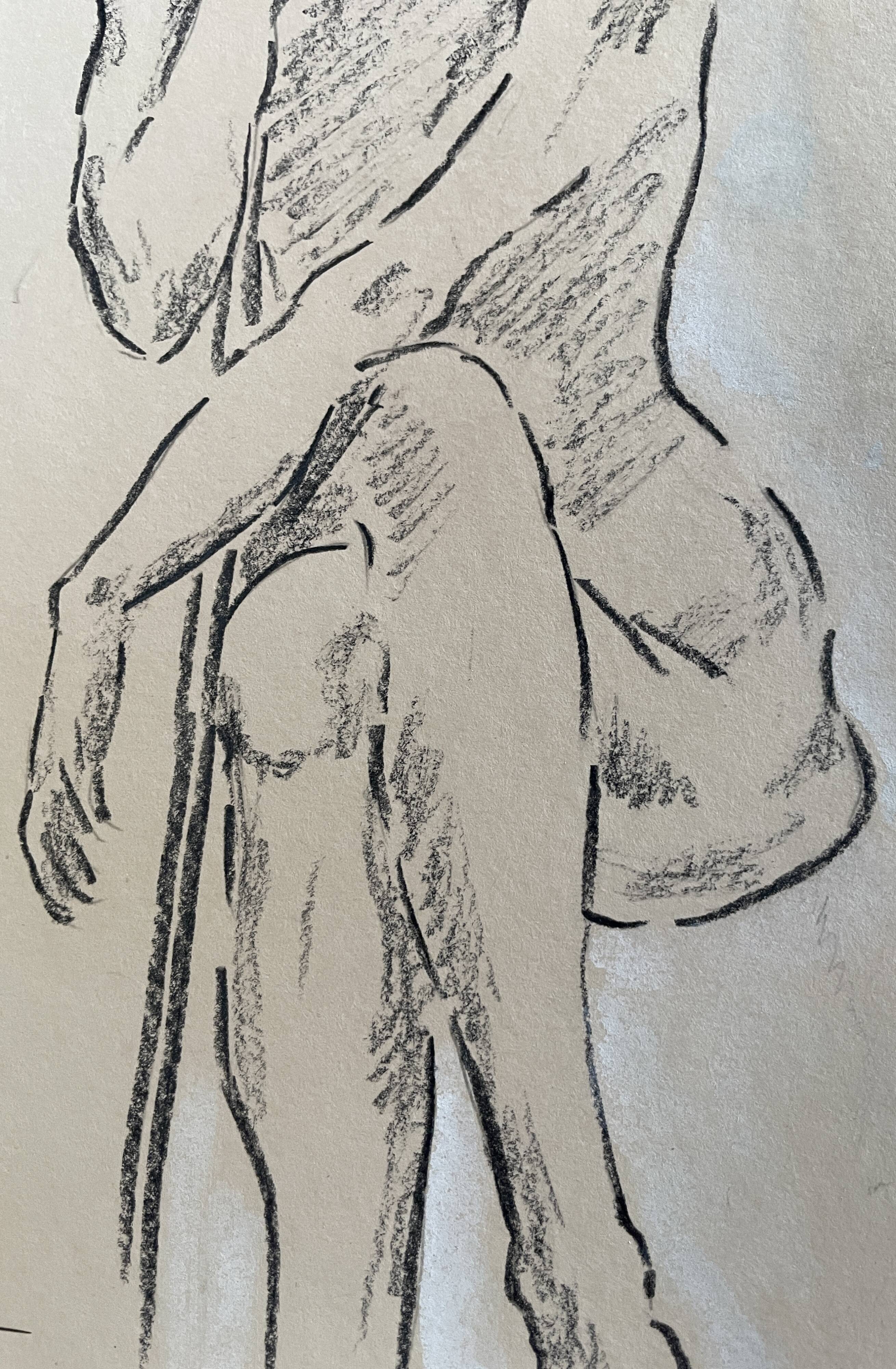 Tableau dessin Fusain signé « portrait de danseuse »