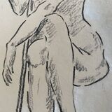 Charcoal drawing painting signed “portrait of a dancer”