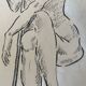 Tableau dessin Fusain signé « portrait de danseuse »