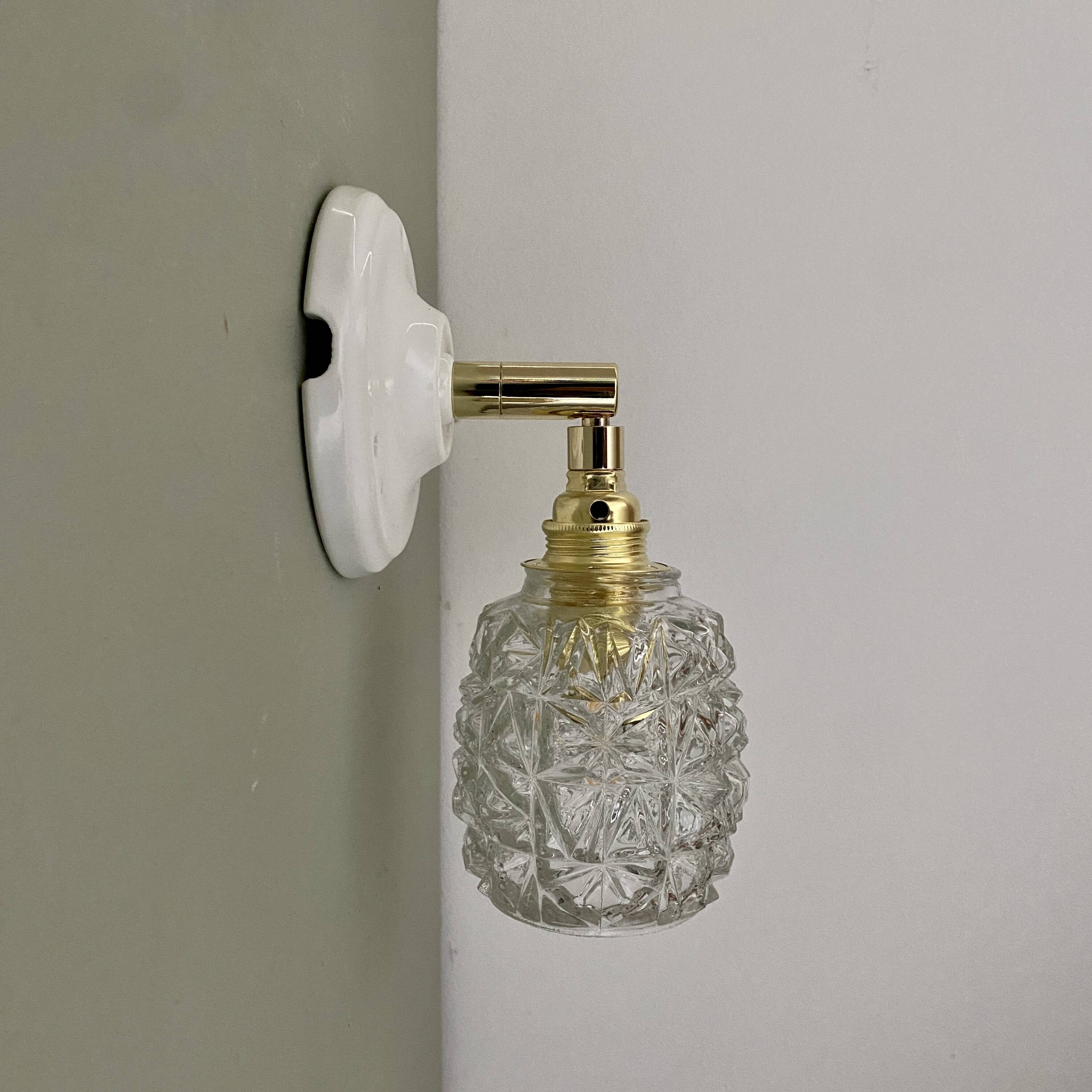 Vintage tulip wall sconce in molded glass