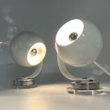 Ensemble de lampes eyeball en métal et plexiglas space age années 70