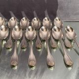 Suite of 12 large spoons silver metal decoration shell Louis XV Boulenger