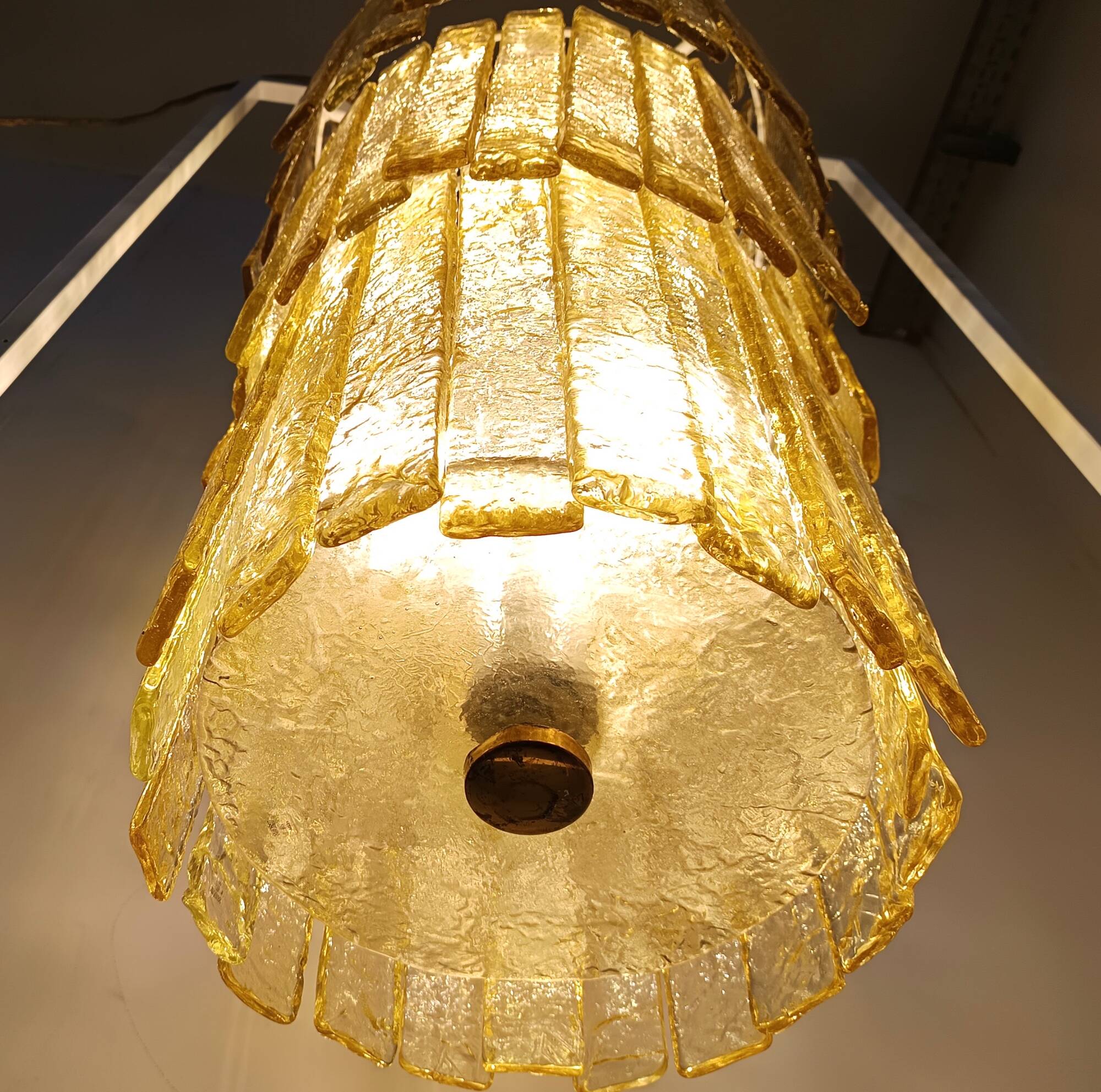 Majestic and Monumental Golden Murano Glass Chandelier, Italy 1970s - 1980s