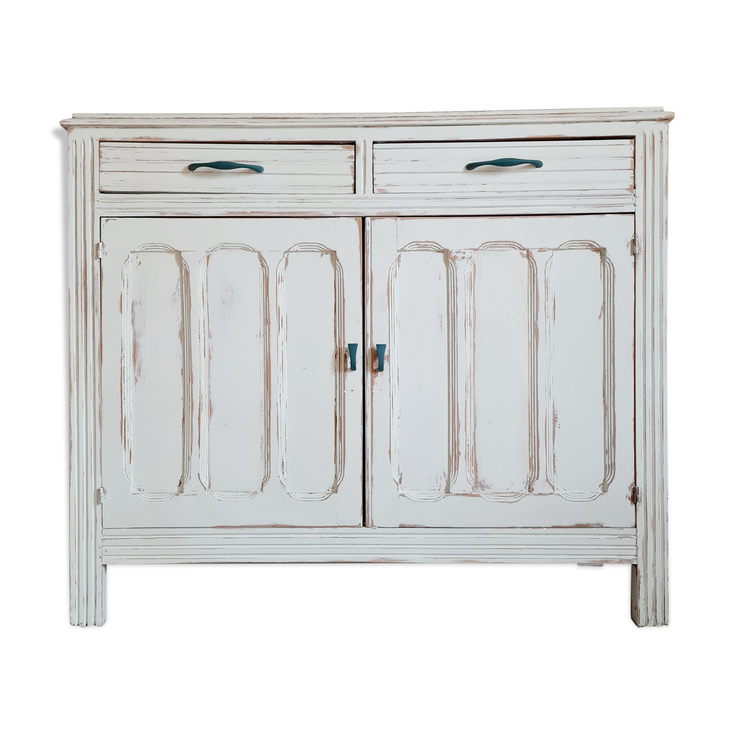 Parisian sideboard doors renovated pale green