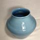 Old ceramic vase enamelled blue signed maryse 75 vintage