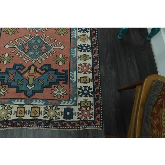 1970s Vintage Turkish Oushak Handmade Wool Cotton Orange  Area Rug 136x192