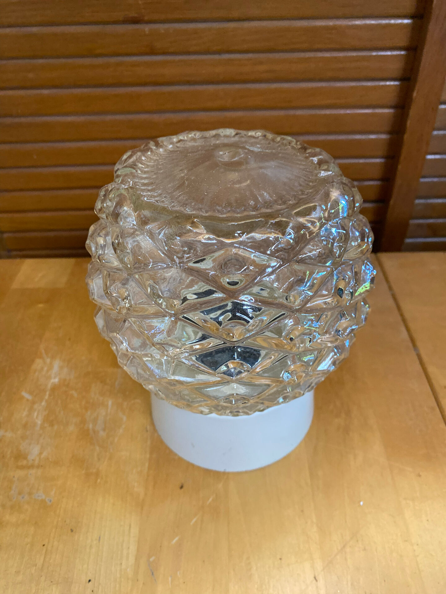 Vintage corodex ceiling light moulded glass + white bakelite support