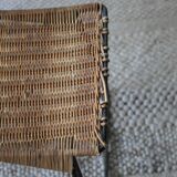 Vintage Raoul Guys set 1 table 4 rattan and metal stools Airborne