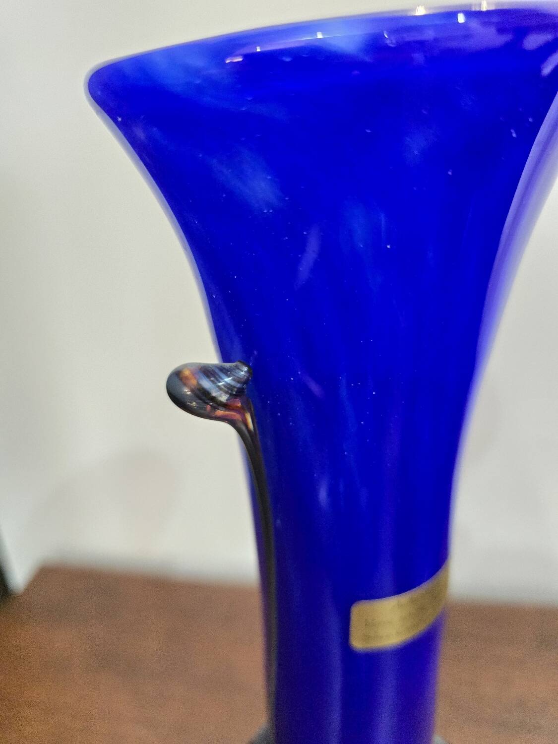 Cobalt blue blown glass vase – Silice Création Biot – 39 cm