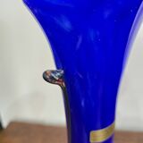 Vase en verre soufflé bleu cobalt – Silice Création Biot – 39 cm