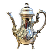 Élégante Verseuse à Thé Café Style Louis XV Rocaille Métal Argenté