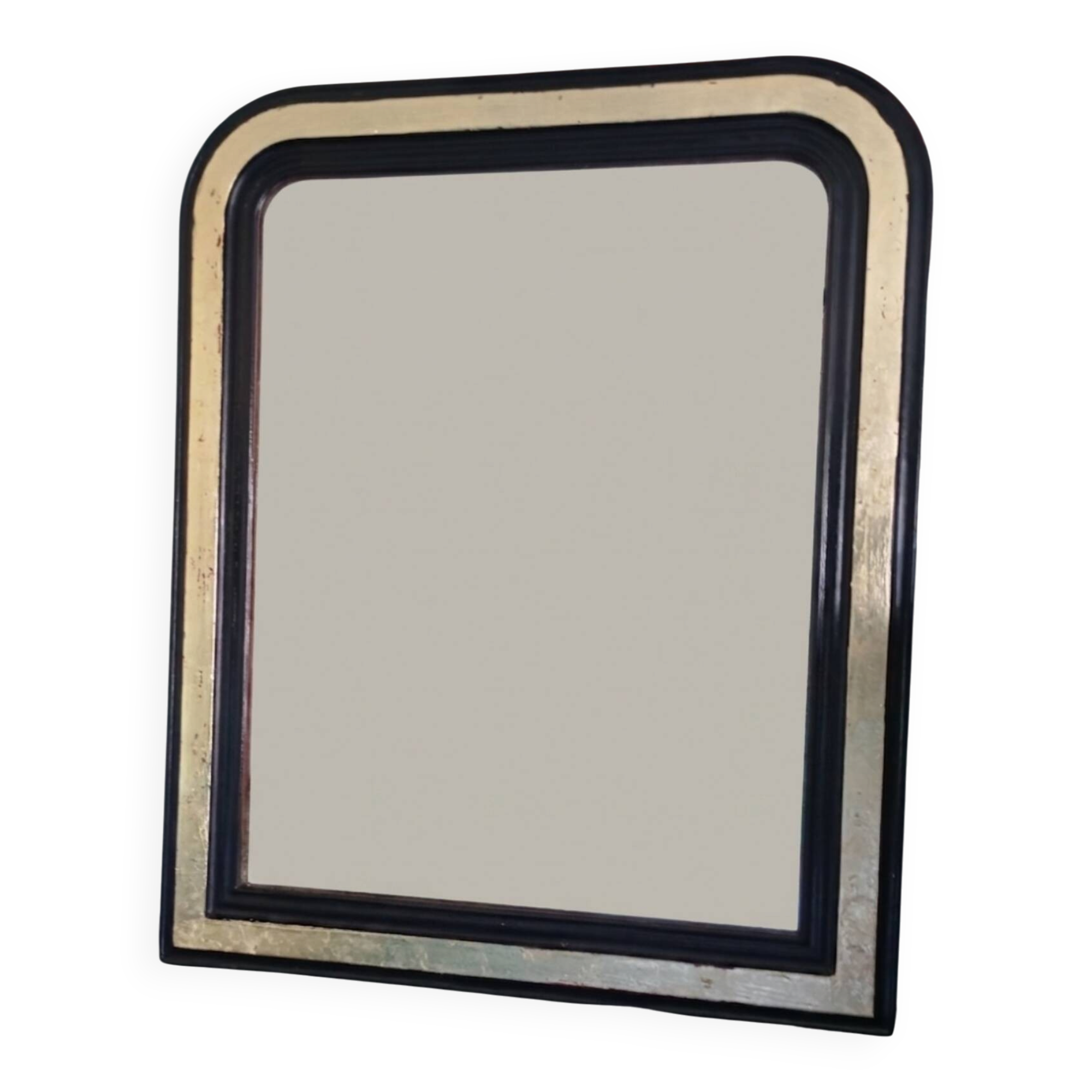 Miroir ancien noir et doré  – 98 x 78