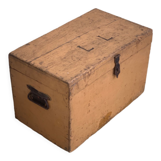 Wooden chest yellow patina