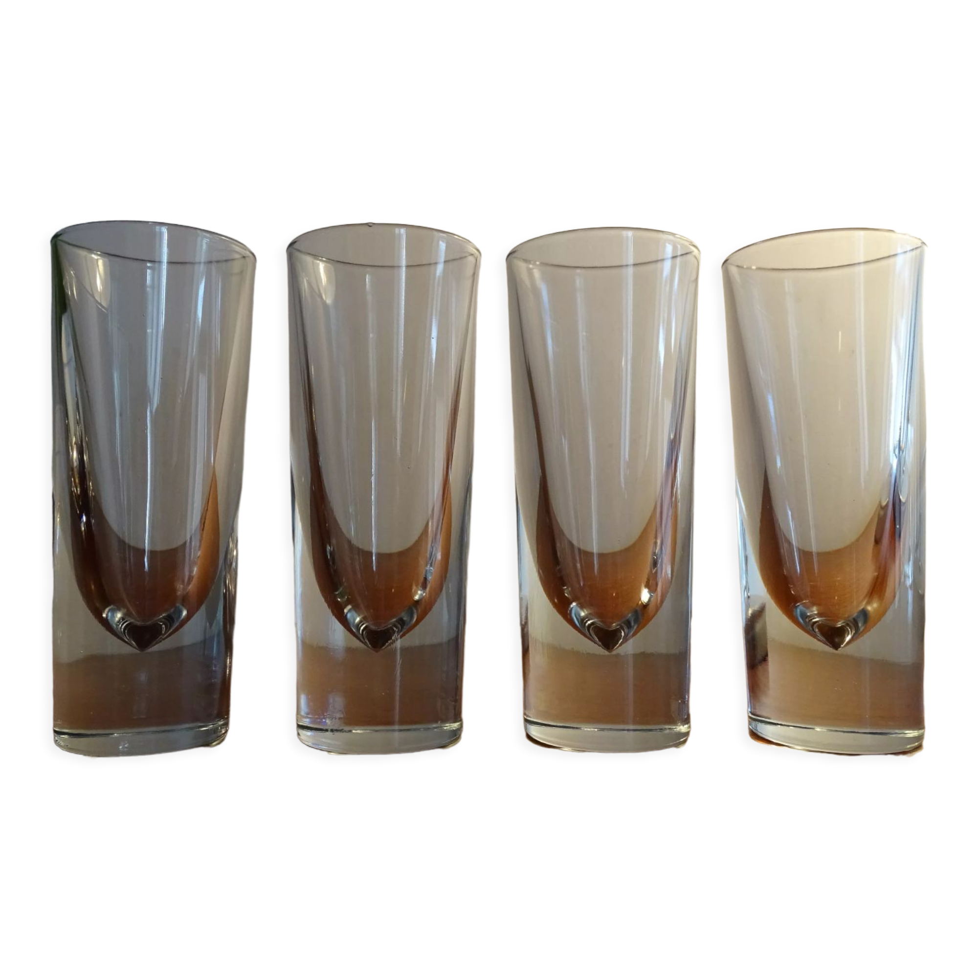 4 high glasses Heavy bullet glass Carlo Moretti Italy 1980 signed