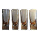 4 high glasses Heavy bullet glass Carlo Moretti Italy 1980 signed