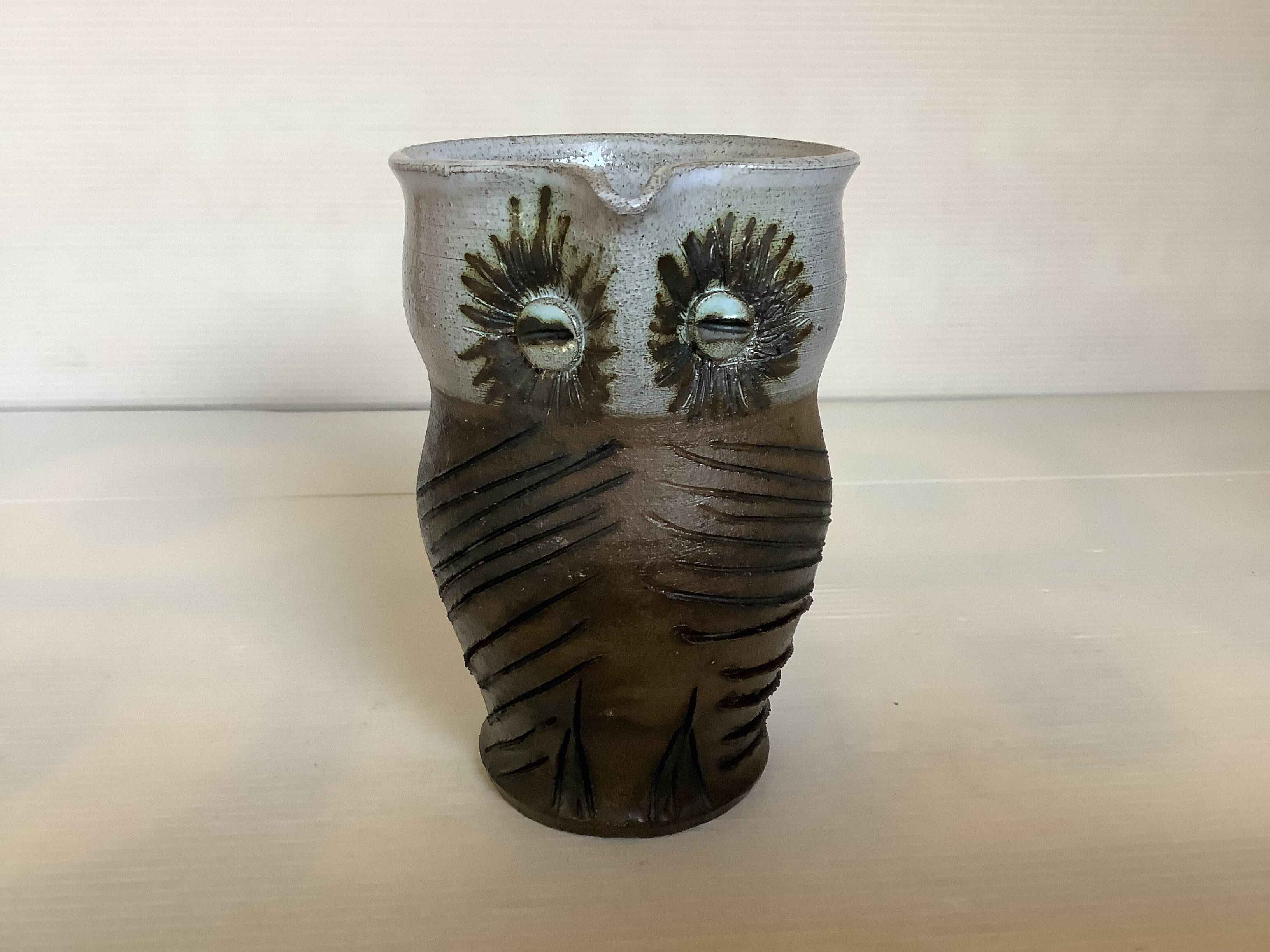 Small owl pitcher ceramic