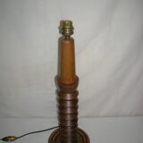 Charles Dudouyt style lamp in turned wood from the 1940s