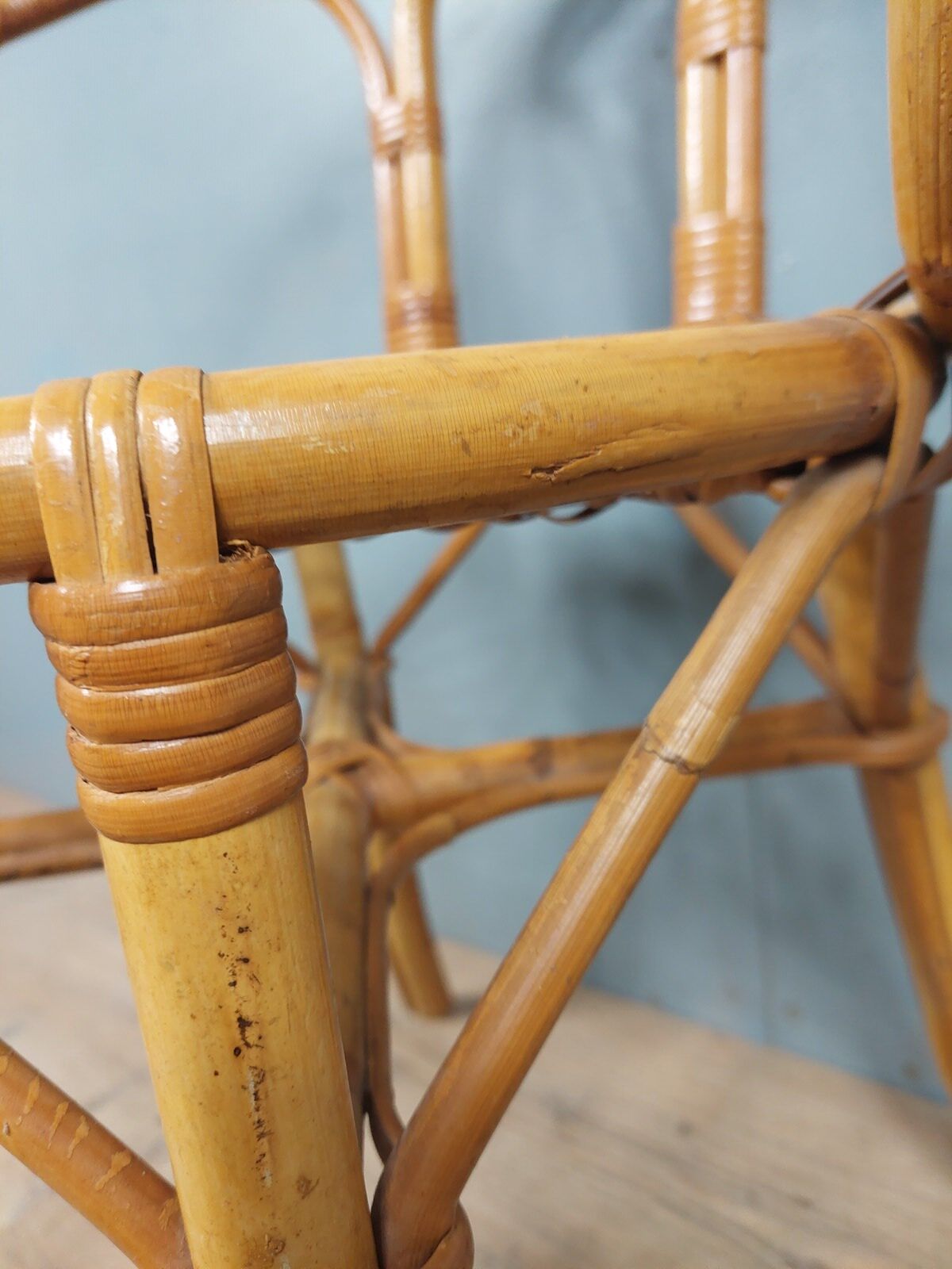 Vintage bamboo and rattan armchair