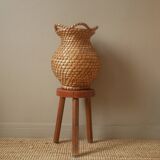 Vase braided natural fiber ethnic decoration tribal bohemian countryside artisanal manufacturing jar