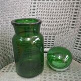 Green vintage glass apothecary jar