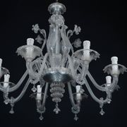1940s Vintage Murano Clear Glass Chandelier, Classic Italian Art Glass