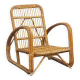 French Rattan Vintage Design Armchair from the 1950s