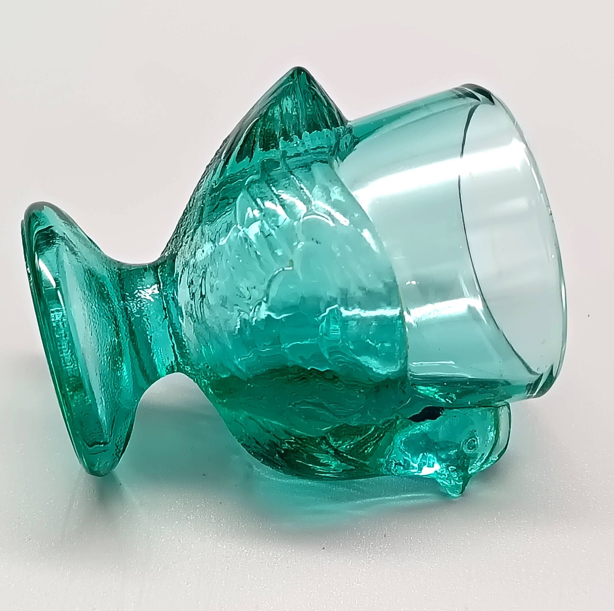 3 coquetiers français vintage verre turquoise forme poule luminarc