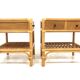 Set of 2 rattan bedside tables, Dux, Sweden, 1960