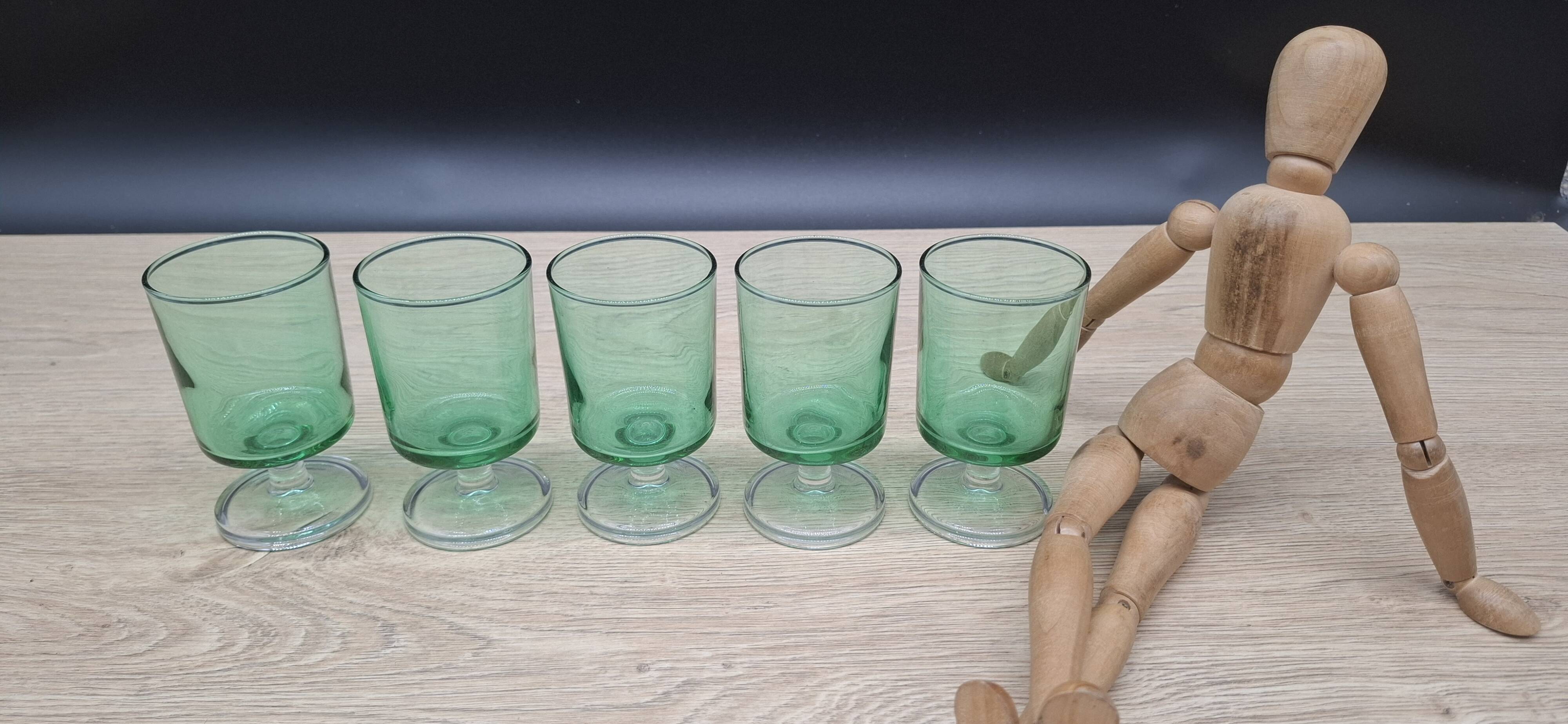 Set of 5 Emerald Green Suede Glasses
