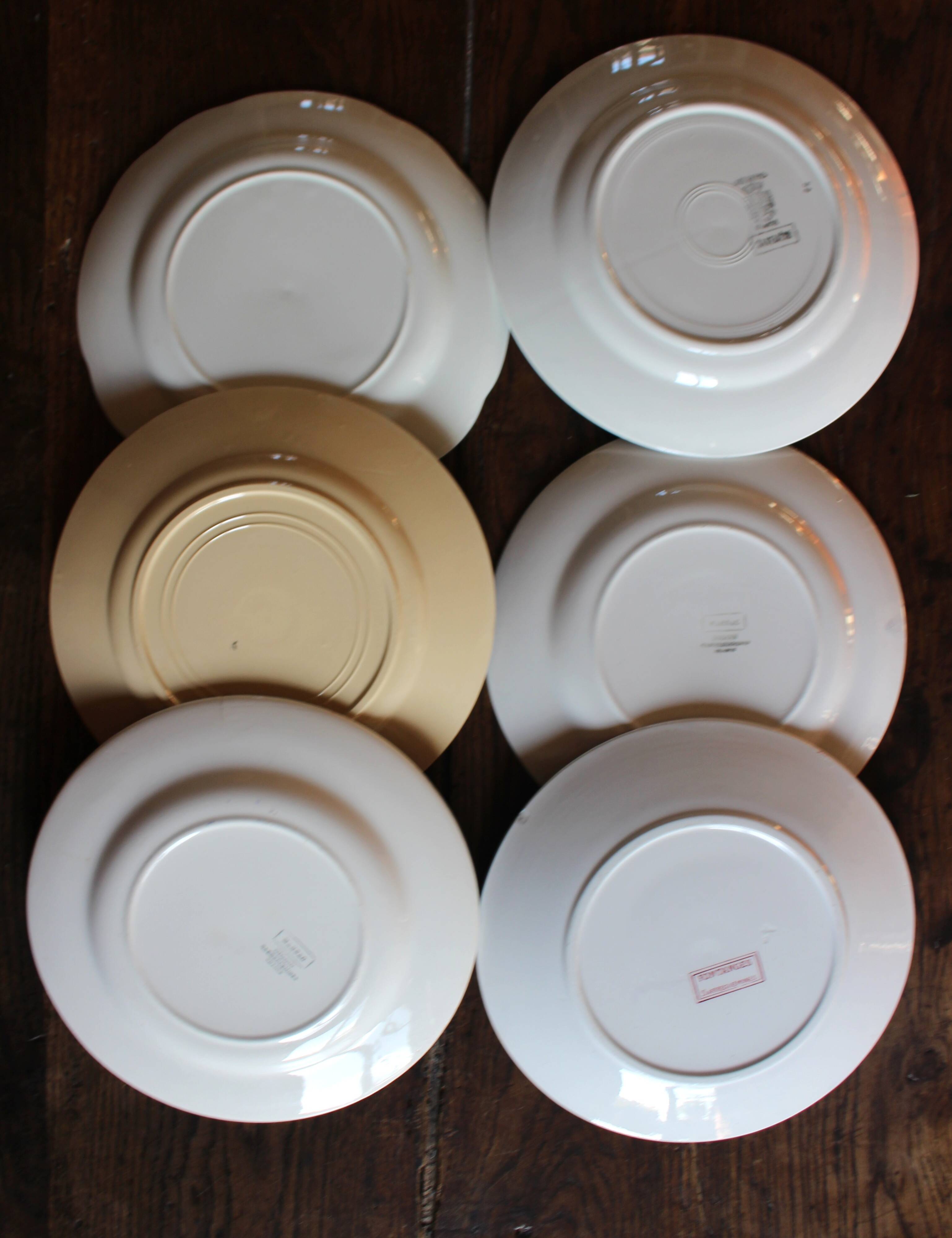 6 mismatched flat plates Marsac Canebière Fontanges Digoin Sarreguemines