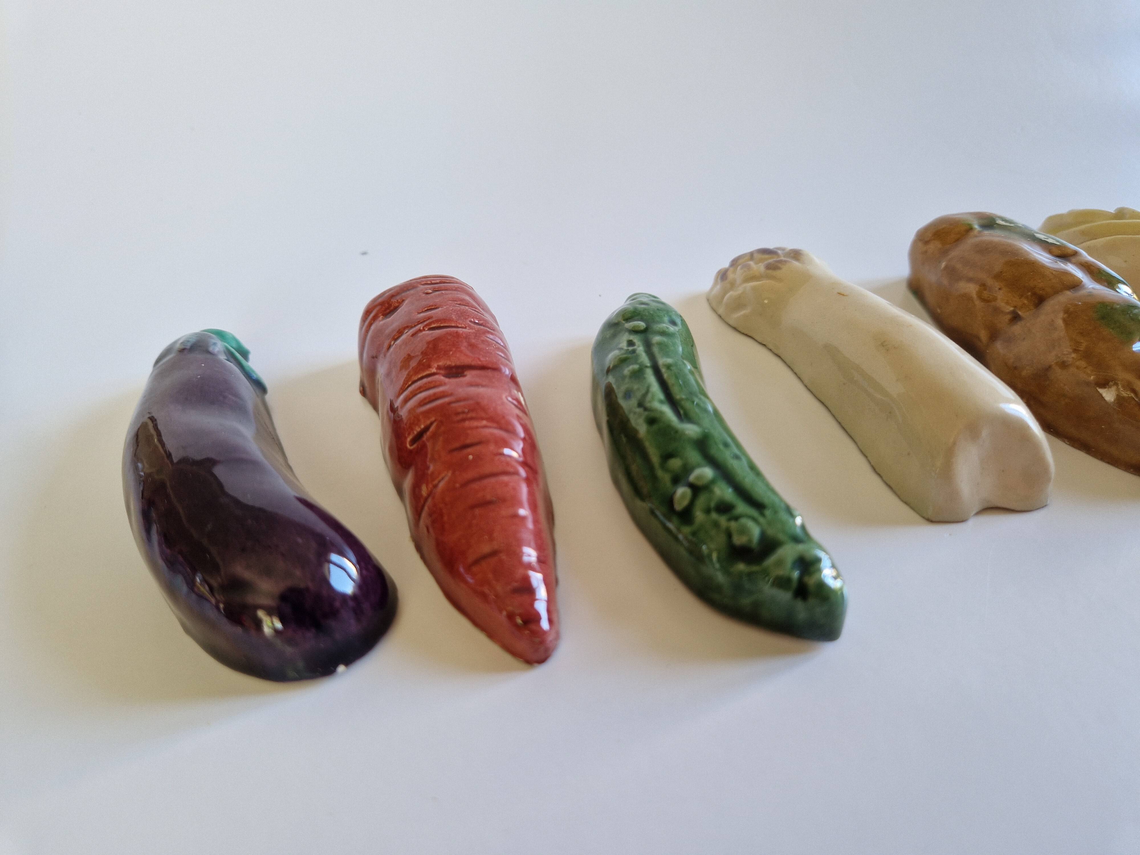 Set of 9 vintage ceramic vegetable knife holders