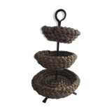 Fruit tray display in braided rope on 3 levels