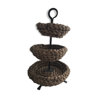 Fruit tray display in braided rope on 3 levels
