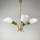 Brass and white glass chandelier, 1980