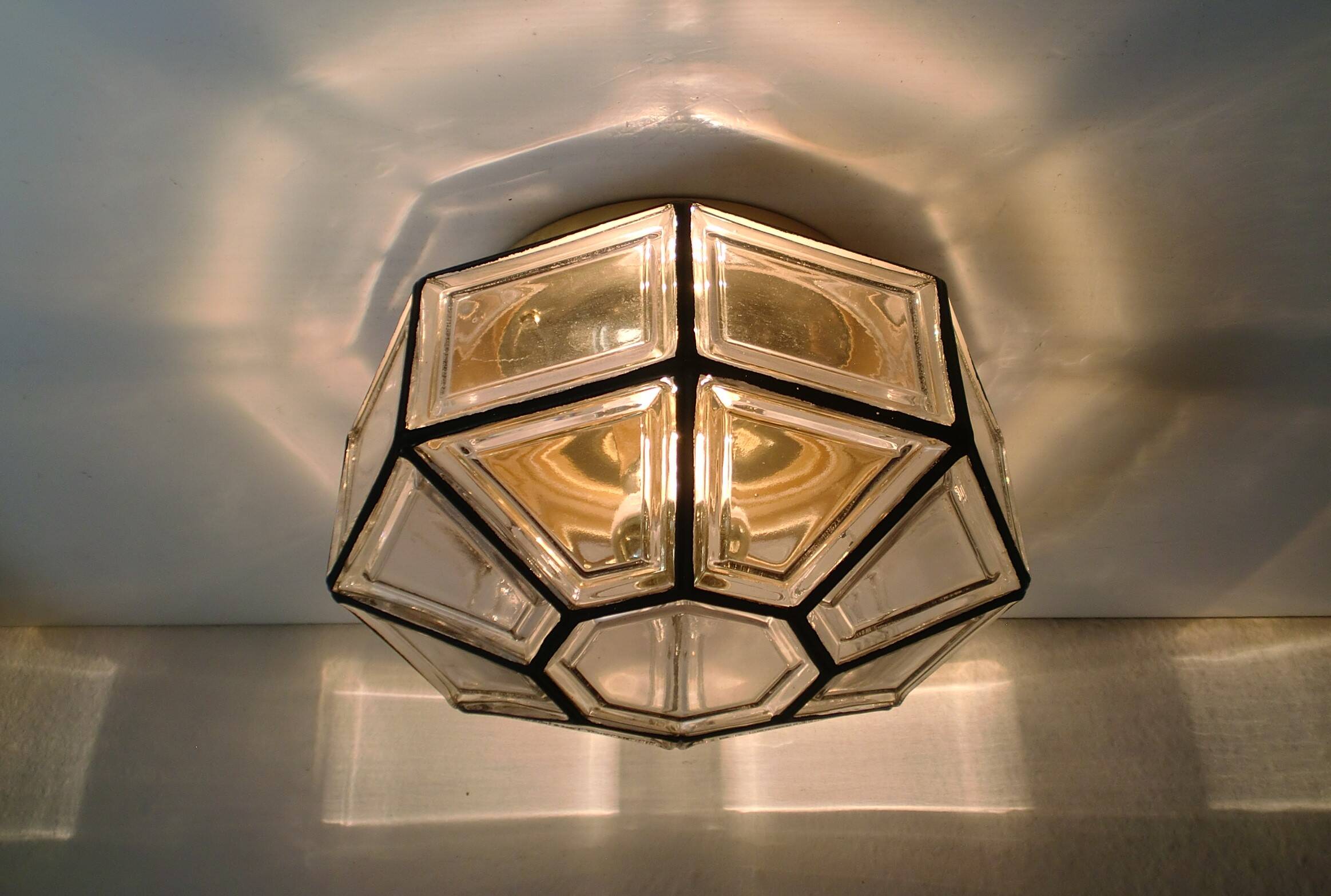 30x17cm glashütte limburg wall ceiling lamp model 2813, geometric shape