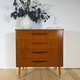 Danish mid-century chest of drawers with four teak drawers.