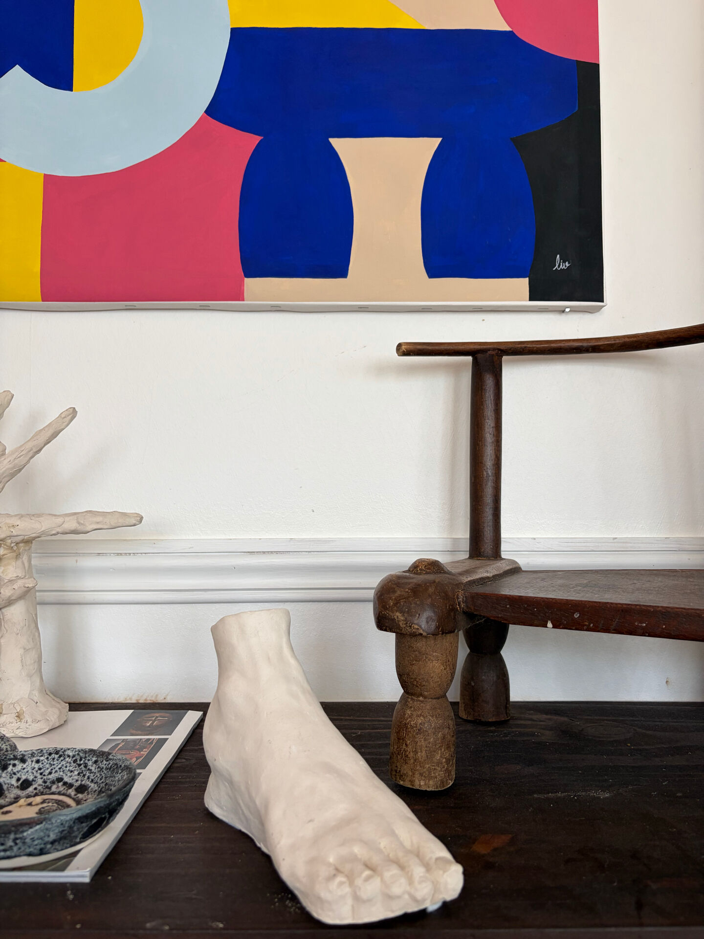 White plaster foot cast