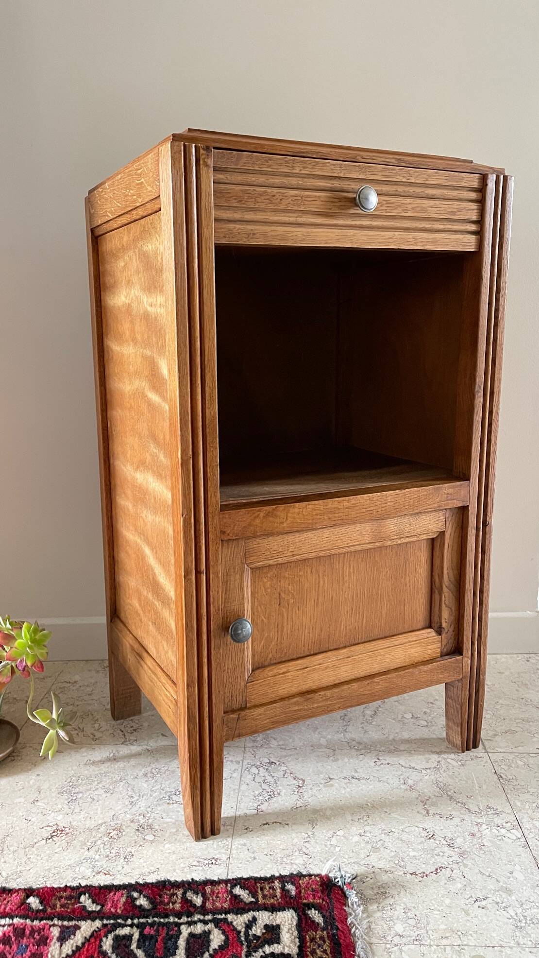 Cube bedside table in oak 1950s