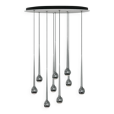 Lustre falling sun water argenté à 9 pendules de tobias grau