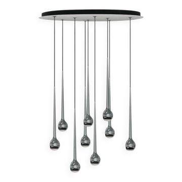 Lustre falling sun water silver with 9 pendants by tobias grau