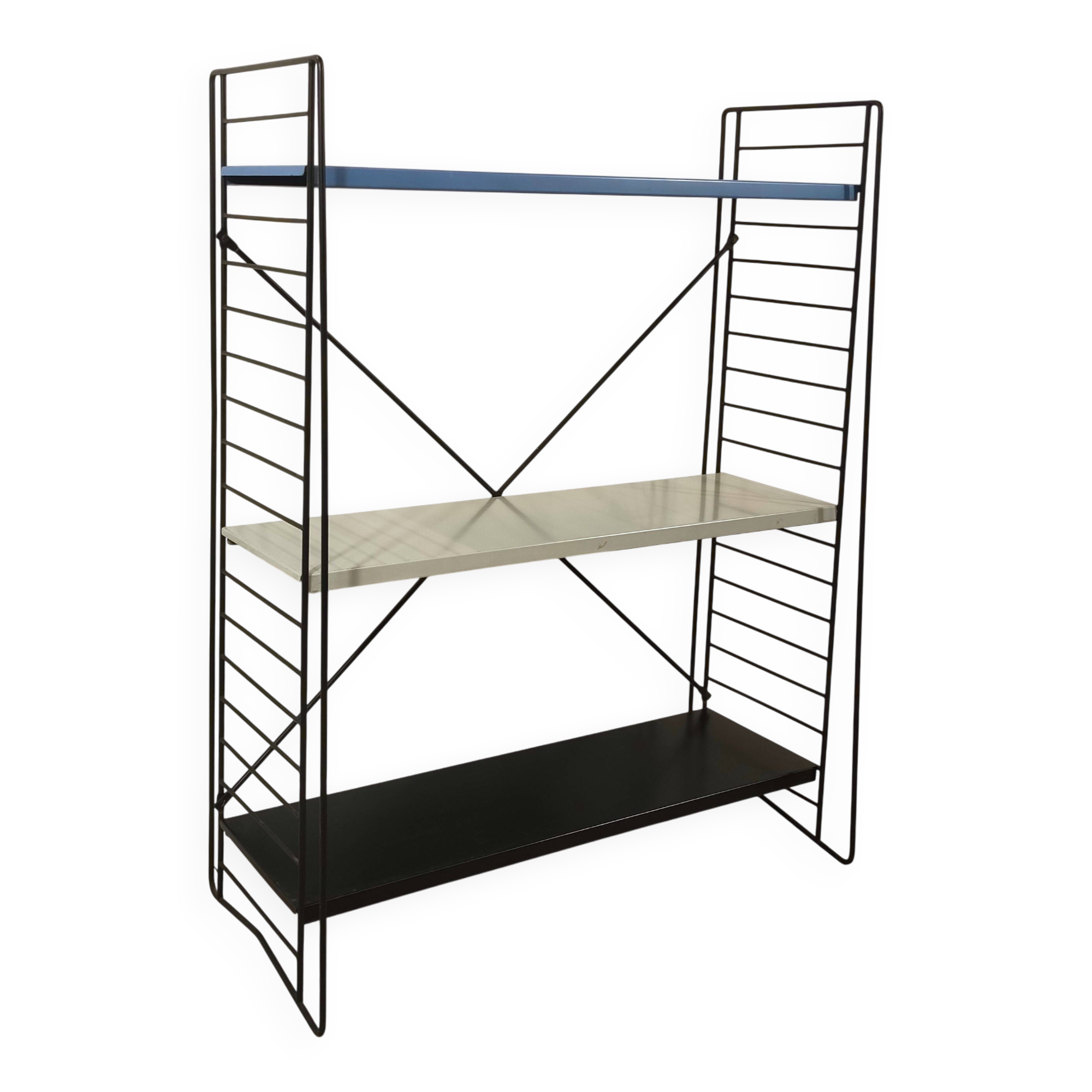 Mid century free standing rack with metal shelves by A. Dekker for Tomado