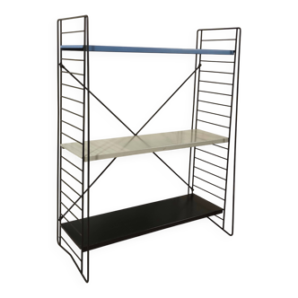 Mid century free standing rack with metal shelves by A. Dekker for Tomado