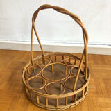 Vintage wicker bottle rack
