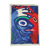Blue and red monsters, hand-signed numbered lithograph, Bengt Lindström
