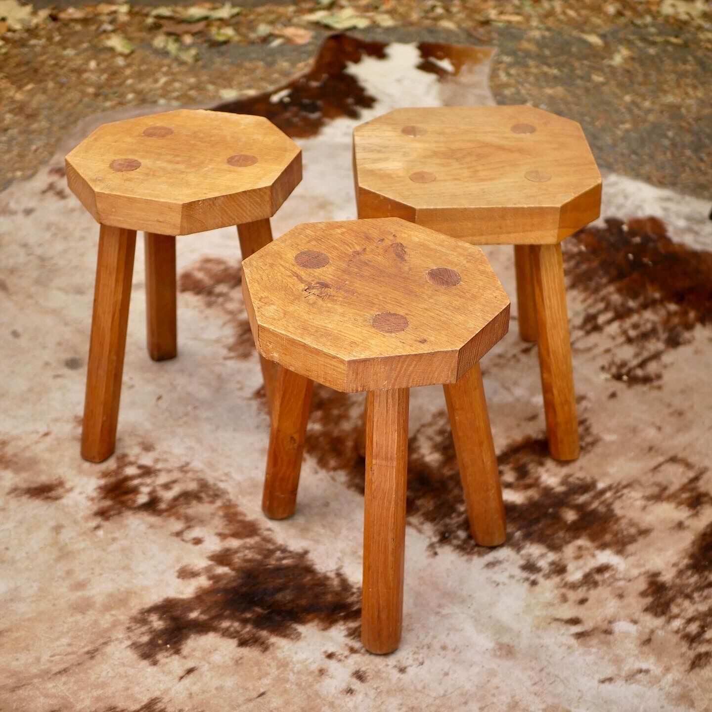 Trio of brutalist stools