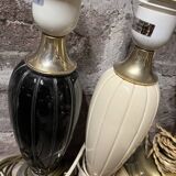 Paires pieds lampes noir & blanc beige